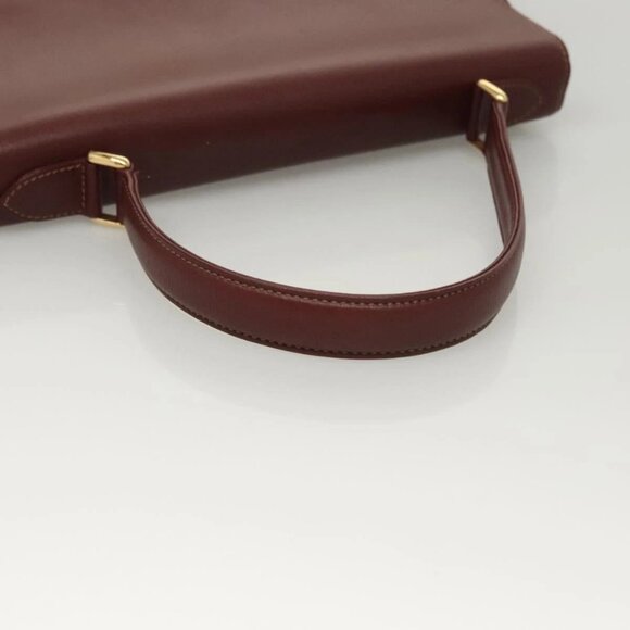 CARTIER Must Line Hand Bag Leather Bordeaux Gold Auth 122249 - Picture 8 of 16
